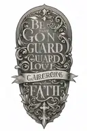 Bible verse Be on your guard; stand firm in the faith; be courageous; be strong. Do everything in love. tattoo design idea