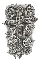 cross; faith; courage, strong; love tattoo design idea