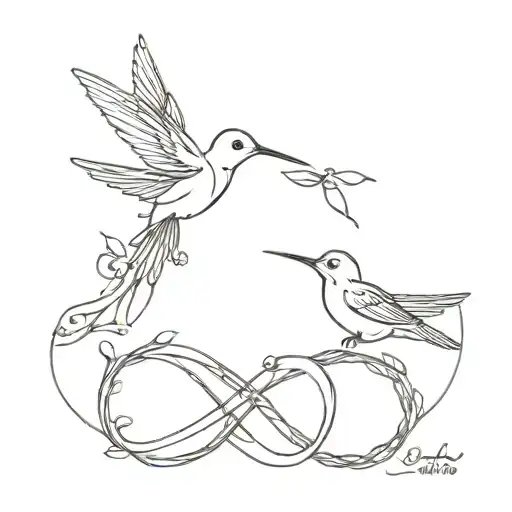 Infinity with hummingbirds tattoo design idea
