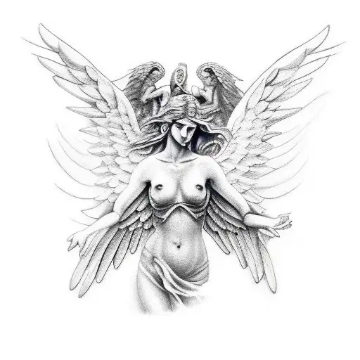 Greek mythology, with wings, clouds, and pegasus tattoo design idea