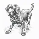 chocolate lab sitting tattoo design idea