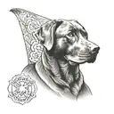 chocolate lab sitting tattoo design idea