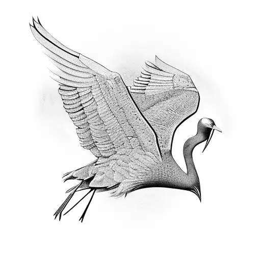 cyber tribal crane  tattoo design idea
