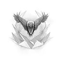 cyber tribal crane  tattoo design idea