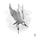 cyber tribal crane  tattoo design idea