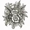 October September August March birth flower bouquet  tattoo design idea
