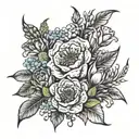October September August March birth flower bouquet  tattoo design idea