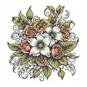 October September August March birth flower bouquet  tattoo design idea