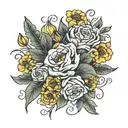 October September August March birth flower bouquet  tattoo design idea