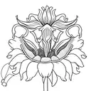 iris with sunflower and violet  tattoo design idea
