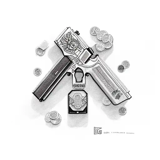 Glock with moneybag tattoo design idea