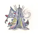 tower in tangled tattoo design idea
