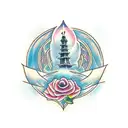 tower in tangled tattoo design idea