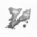 Nova Scotia map tattoo design idea