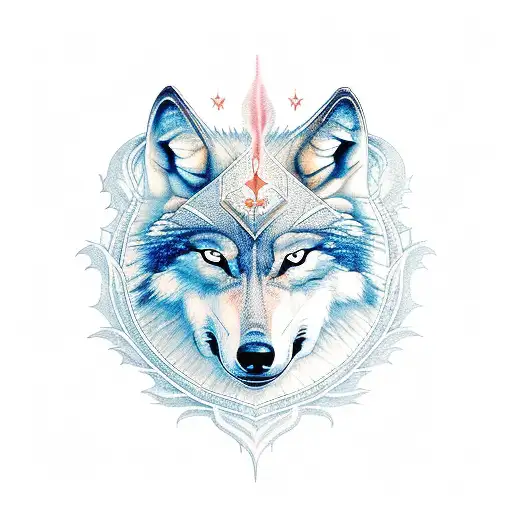  Wolf rising from ashes, phoenix above: Strength reborn, hope soaring. Symbolic power and resilience in unity. A tattoo  tattoo design idea