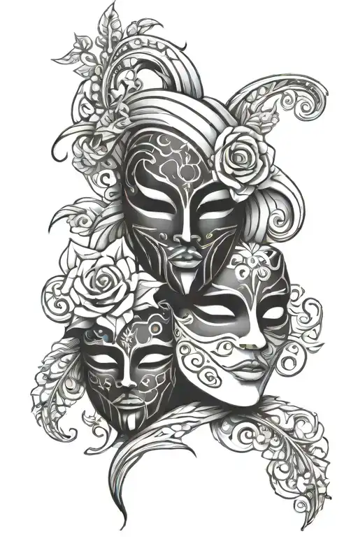 comparison is the thief of joy mask tattoo design idea