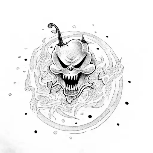 angry ghost pepper tattoo design idea