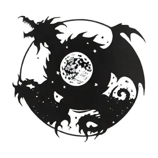 A cosmic dragon blending into a star-filled galaxy tattoo design idea