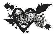 wrist tattoo heart at the  top  brain at them bottom 3rd eye at the sides stringing the heart and brain and the cosmos  tattoo design idea