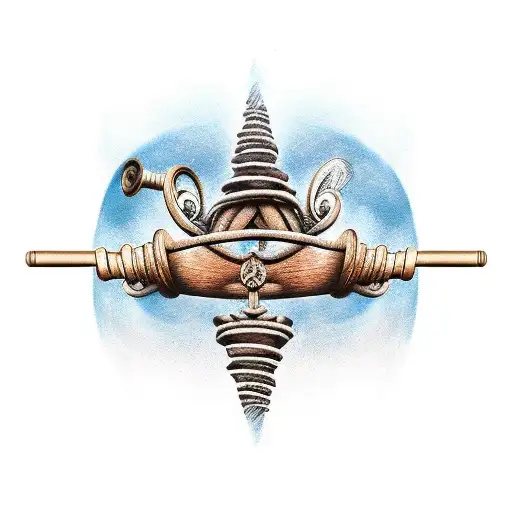 Dumbbell morphing into a Viking ship tattoo design idea