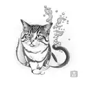 betta fish with cat, concert. tattoo design idea