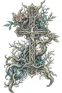 rooted in cross  tattoo design idea