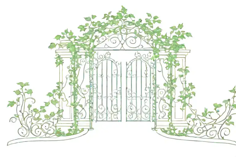 ivy vines growing shaped like Grécourt Gates silhouette tattoo design idea