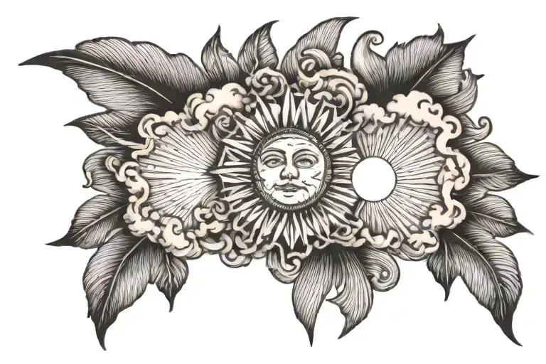 memorial tattoo for grandma clouds with sun rays  tattoo design idea