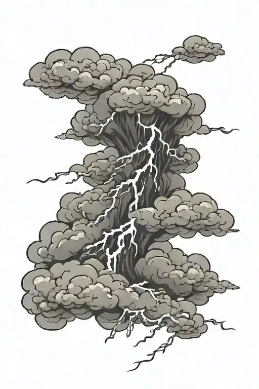 storm clouds with lightning bolt tattoo design idea
