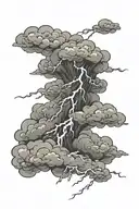 storm clouds with lightning bolt tattoo design idea