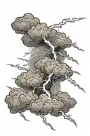 storm clouds with lightning bolt tattoo design idea