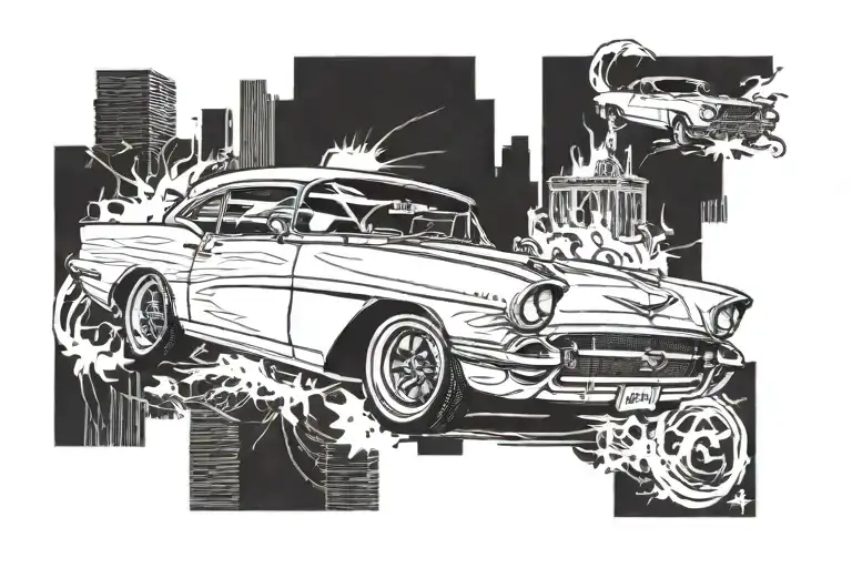 1957 bel and air 1977 Camaro  tattoo design idea