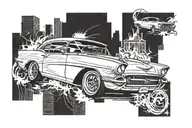 1957 bel and air 1977 Camaro  tattoo design idea