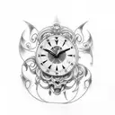 reloj de arena con brujula y palmeras tattoo design idea
