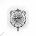 reloj de arena con brujula y palmeras tattoo design idea