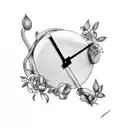 reloj de arena con brujula y palmeras tattoo design idea