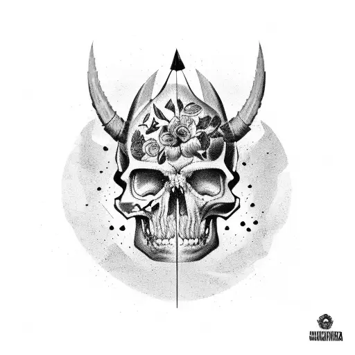 campo de batalla con soldados calavera tattoo design idea