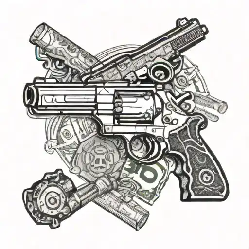 guns money drugs tattoo design idea