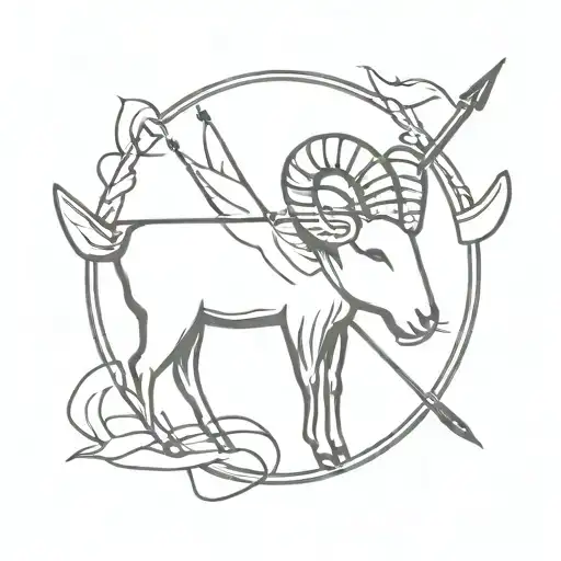 Ram Bow and arrow  tattoo design idea