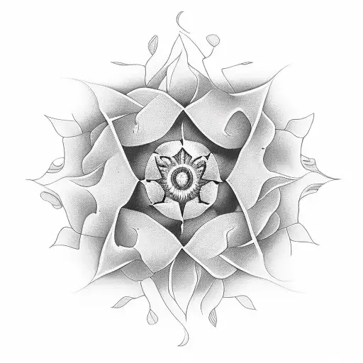 In the center of your chest, a lily flower made out of the Firefox logo, symbolizing resilience and adaptability. Surrou tattoo design idea