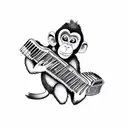 monkey playing an accordion guitar tattoo design idea