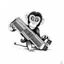 monkey playing an accordion guitar tattoo design idea