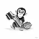 monkey playing an accordion guitar tattoo design idea