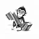 monkey playing an accordion guitar tattoo design idea