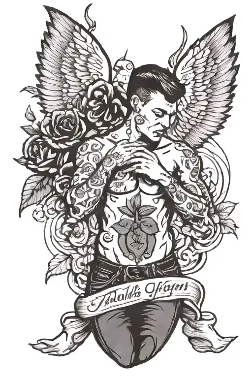 an image that expresses overcoming depression, celebrates being gay and talks about the fight for being HIV positive. It tattoo design idea
