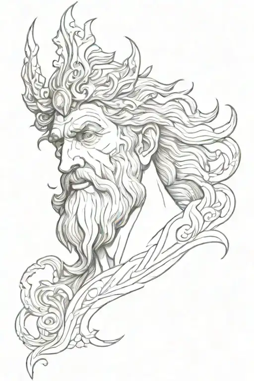 poseidon god tattoo design idea
