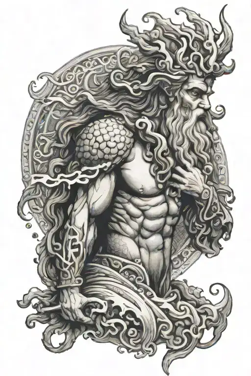 poseidon god tattoo design idea