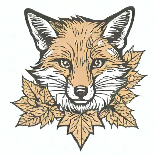 military fox and Canadian maple leaf  tattoo design idea