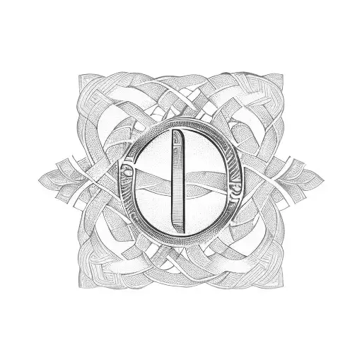 gaelic knots, a ribbon on top surrounded by vines tattoo design idea