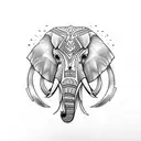 elephant with an owl tattoo design idea